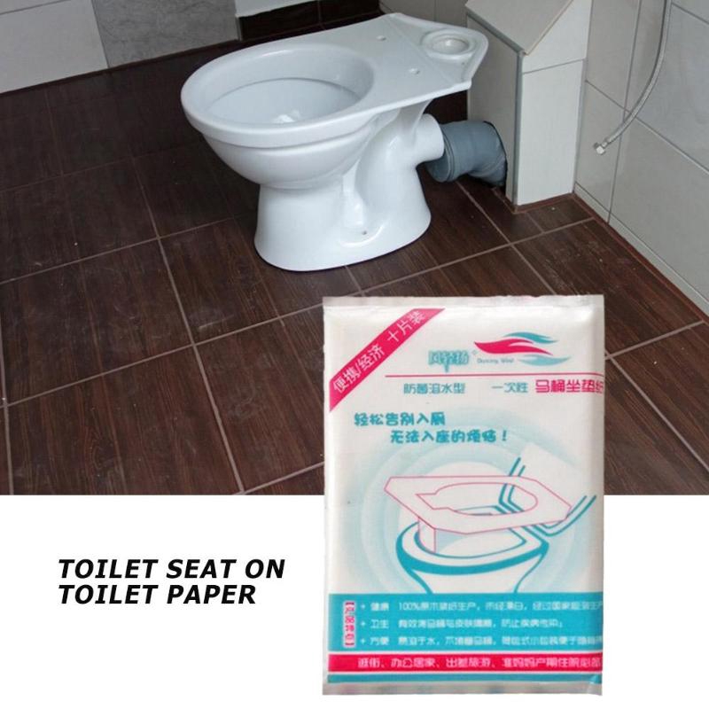 10pcs/set Disposable Toilet Seat Cover Travel Portable Toilet Alas Duduk Kamar Mandi Pembalut Kertas Pad Dissolved In Water