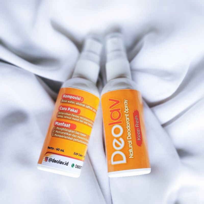 Paket Deolav 2 Botol Deodorant Spray Alami dengan Ekstrak Saffron Penghilang Bau Badan