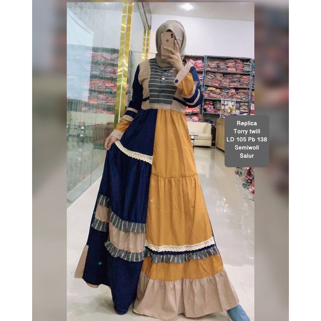 Gamis Inayah Replika Esme Tunika Terbaru Replika Torry gamis Twil