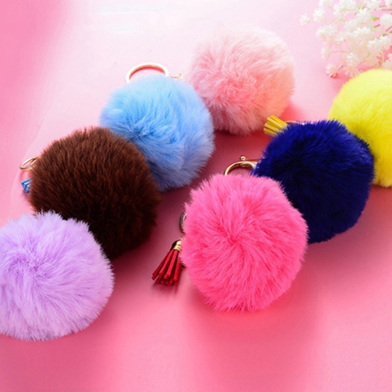 SIY  50 Pieces Faux Fur Ball Pom Pom Keychain Set for DIY Bag Charm Accessories