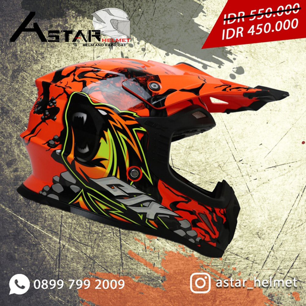 Helm gix super cross SERIGALA WOLF setara helm zeus Ori Termurah