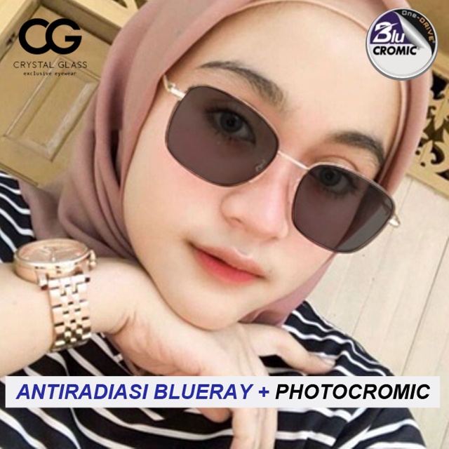 Kacamata Minus Photocromic Blueray Anti radiasi Bluecromic Cailyn Full Titanium
