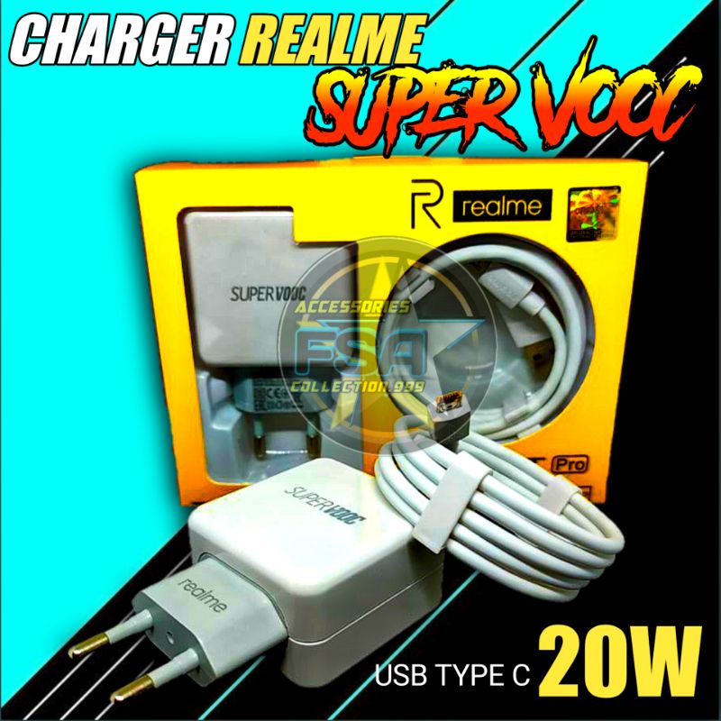 Flash Charger realme type c vooc realme X/ XT/ X2/ 5 pro/ 7/ 7i/ Realme 8/ C25 [USB-C 20W]