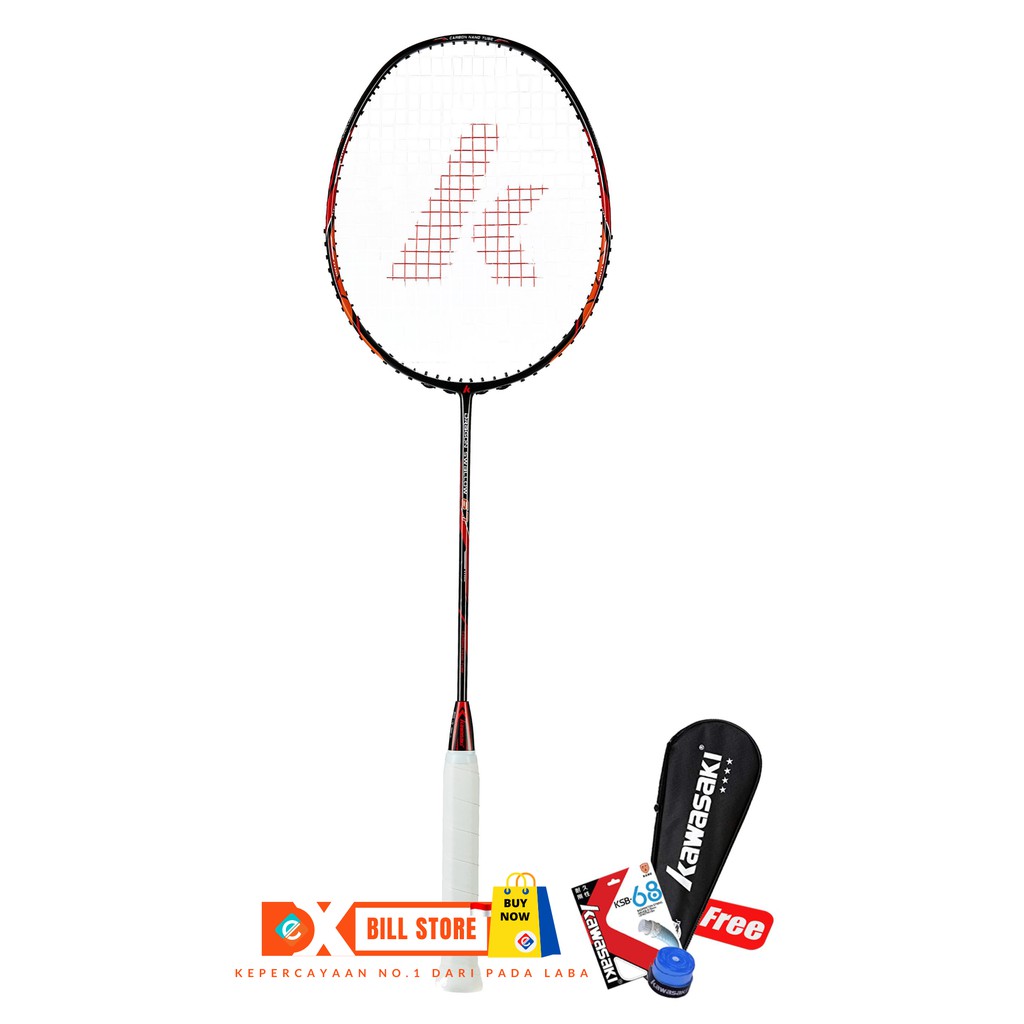 Exbill  Raket Badminton Kawasaki Dragon Swallow 67 + Senar + Tas + Grip Warna Orange