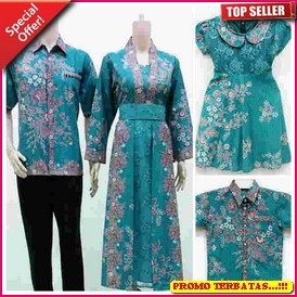 Sarimbit Pasangan Keluarga Gamis Maxi Long Dress Batik 1088 Tosca r4386