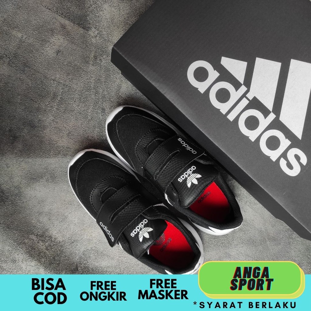 SEPATU ANAK SEKOLAH ADIDAS PEREKAT HITAM PUTIH MADE IN VIETNAM SEPATU SNEAKERS ANAK LAKI LAKI PEREMPUAN SEPATU SPORT COWOK SIZE 31-35