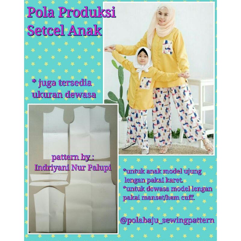 Pola setcel piyama 011 - Pola Baju - Pola Instan - Pola Produksi baju