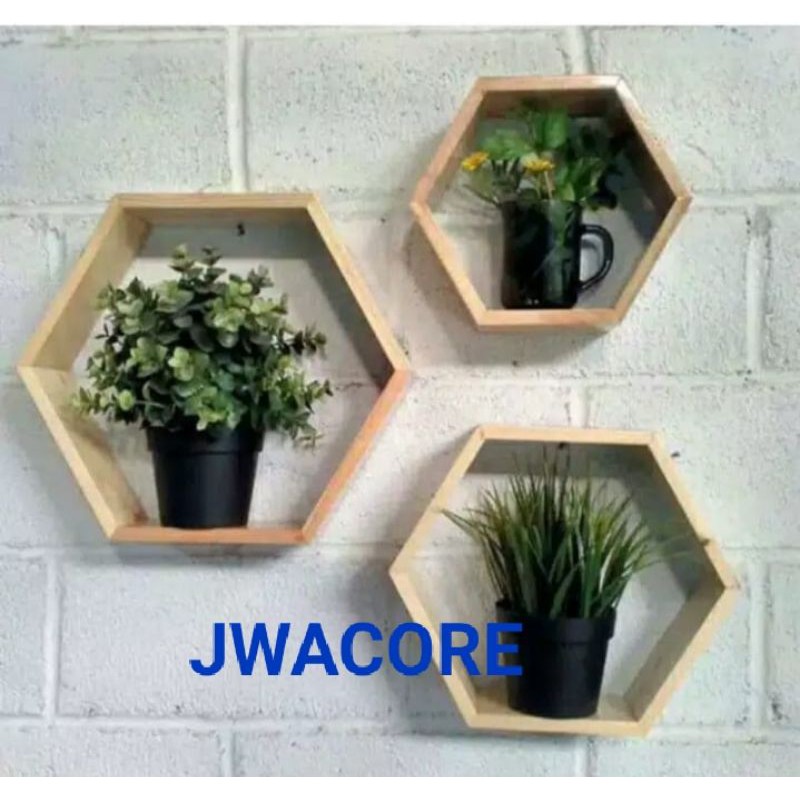 RAK DINDING SEGI ENAM HEXAGONAL 1SET 3PCS