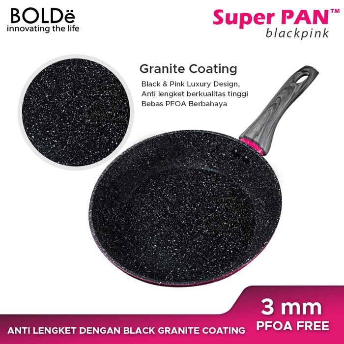 Bolde Super Pan Beige Blackpink 24 cm Panci Penggorengan Deep Wok 24 Bisa Kompor Induksi | Stir Fry Wajan Anti Lengket Granit 24cm | Granite