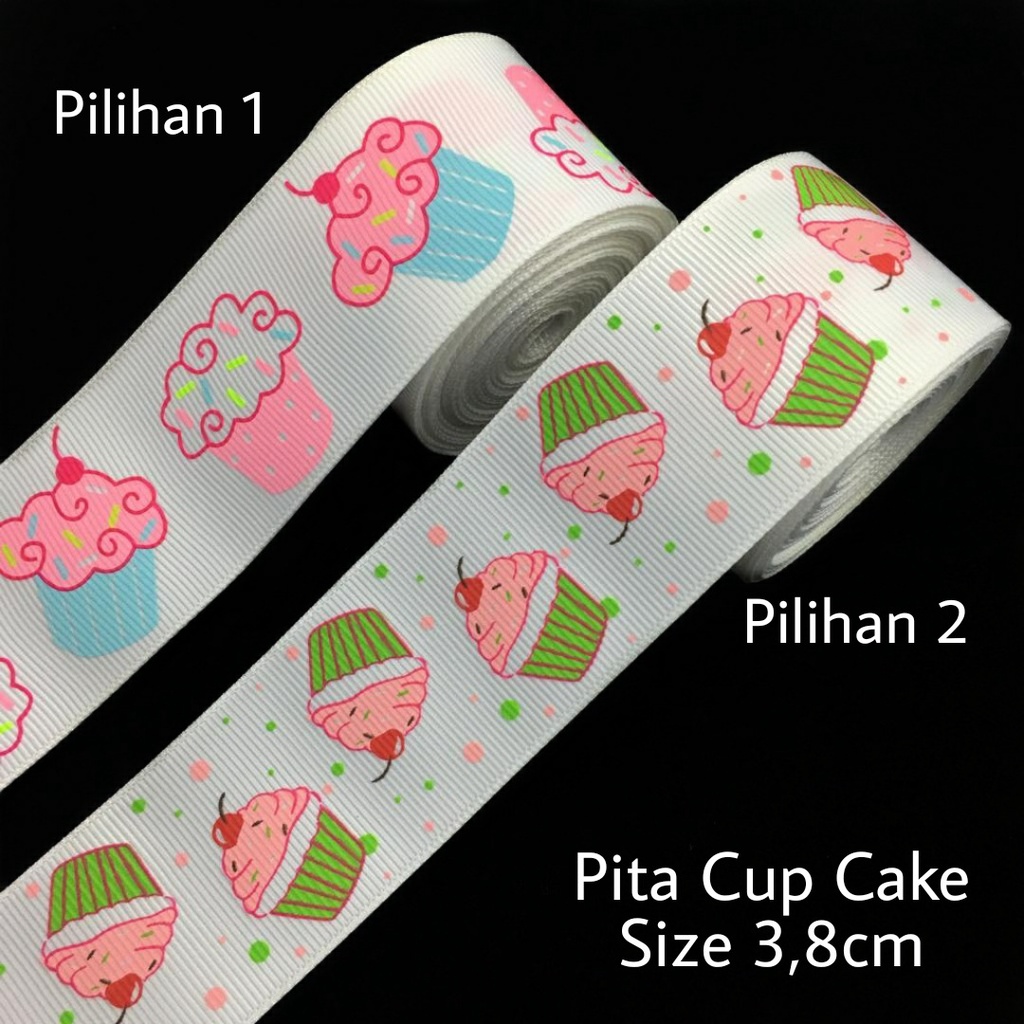 5 YARD - PITA KADO HAMPERS | GROSGRAIN MOTIF POLKADOT | BUNGA | CUP CAKE