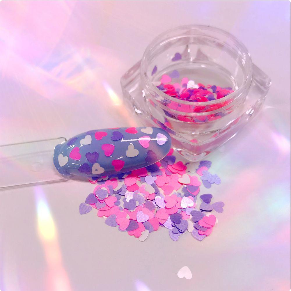 R-flower Nail Sequin Stickers Glitter Baru Bentuk Hati Manicure Tips