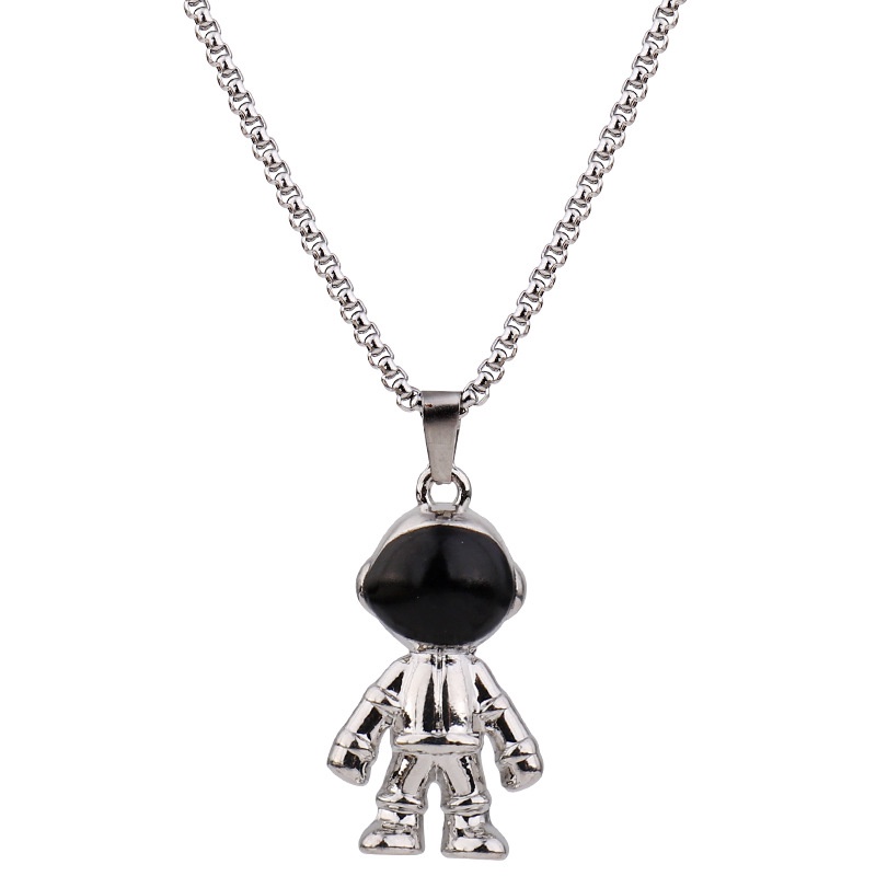 Kalung Rantai Liontin robot Astronot Bahan Titanium steel Gaya hip hop Untuk Pasangan