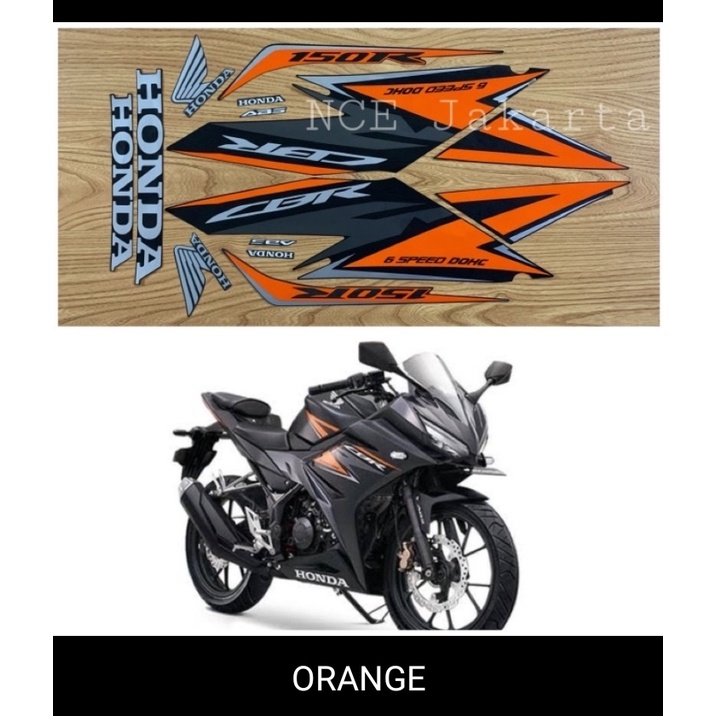 STIKER STRIPING LIS LES BODY MOTOR HONDA CBR 150R FACELIFT LED 2019 HITAM ORANGE OREN STANDAR