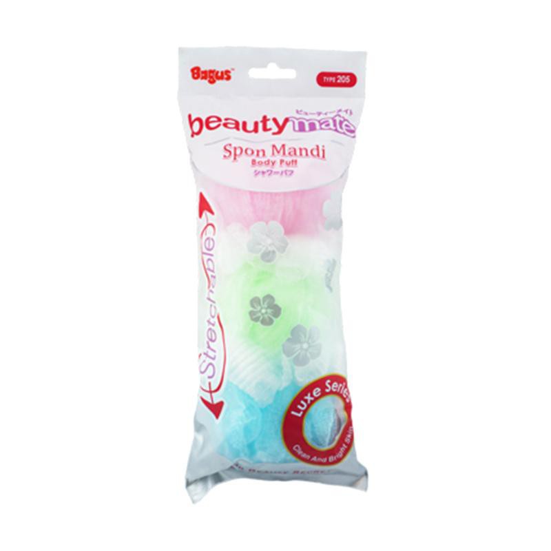 SPONS MANDI BAGUS TYPE 205 SHOWER PUFF BEAUTY MATE BODY PUFF STRECHTABLE PANJANG