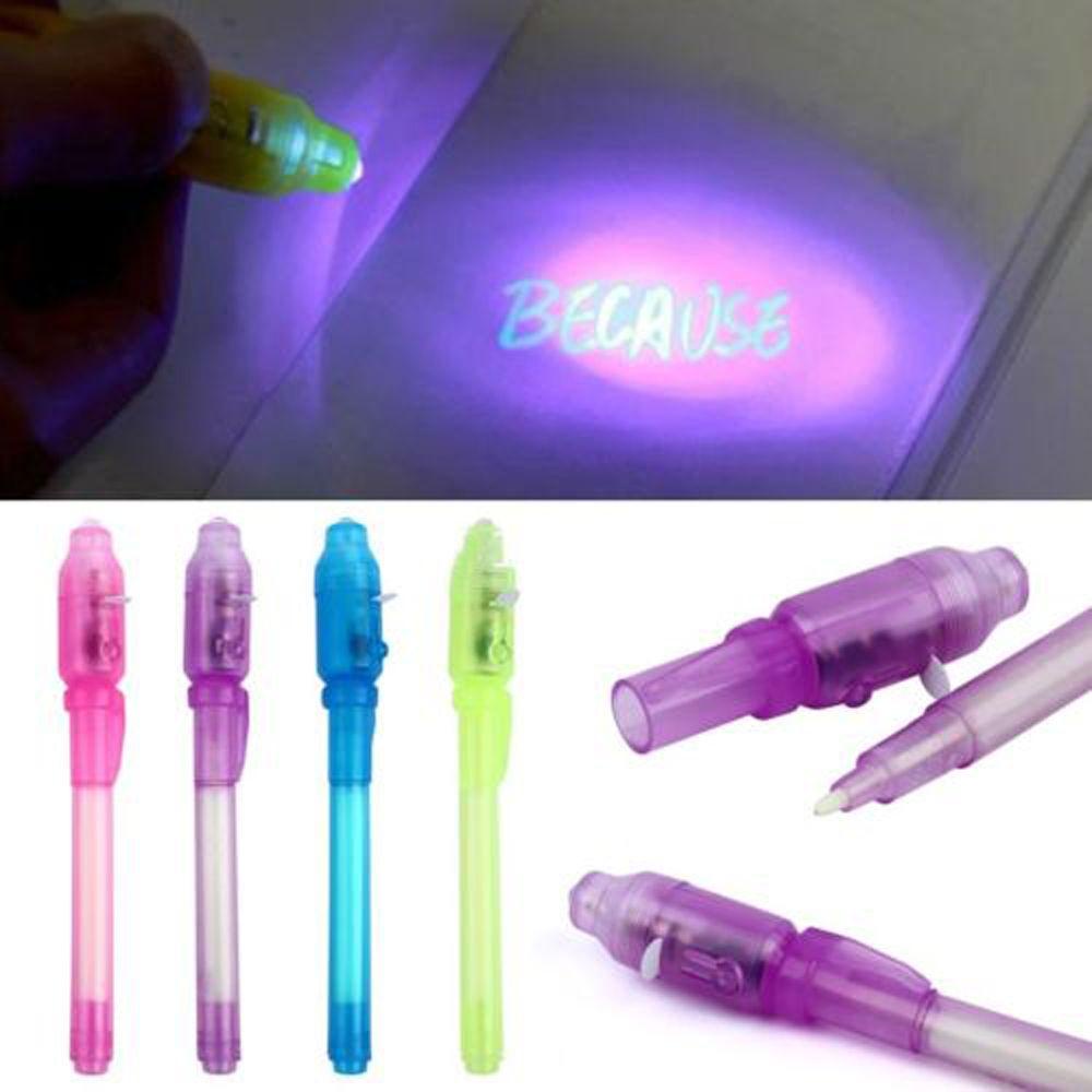 Nanas 3Pcs Warna Random 2in1 Invisible Ink Pen Alat Tulis Menggambar Magic Secret Check Money Tool