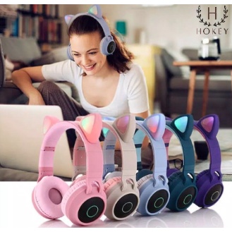 Headphone Bluetooth Model Telinga Kucing Wireless Stereo Bass