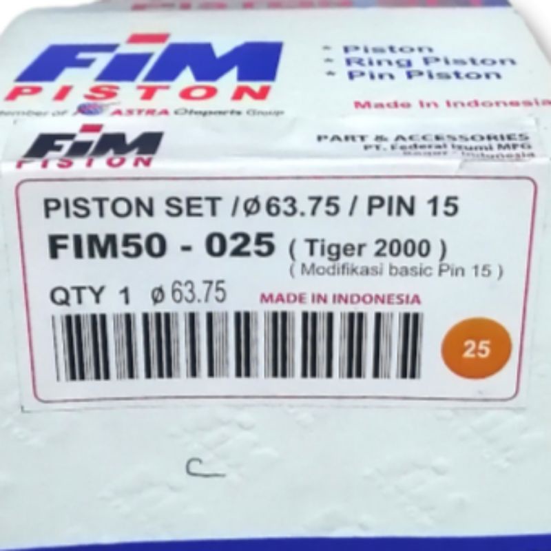 Piston seher kit tiger megapro gl pro neotech oversize 25 fim