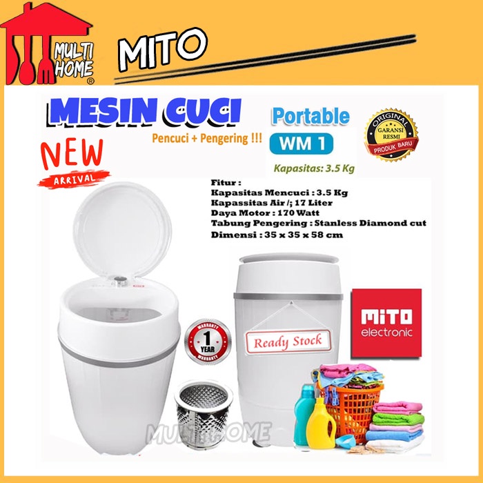 MITO MESIN CUCI PORTABLE 3.5 KG MITO WM1 - Putih