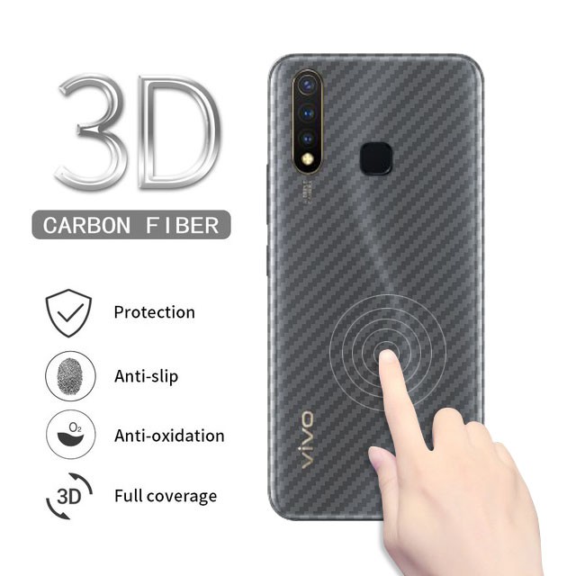 Garskin Carbon Vivo Y19 Premium Back Screen Protector Antigores Pelindung Belakang HP