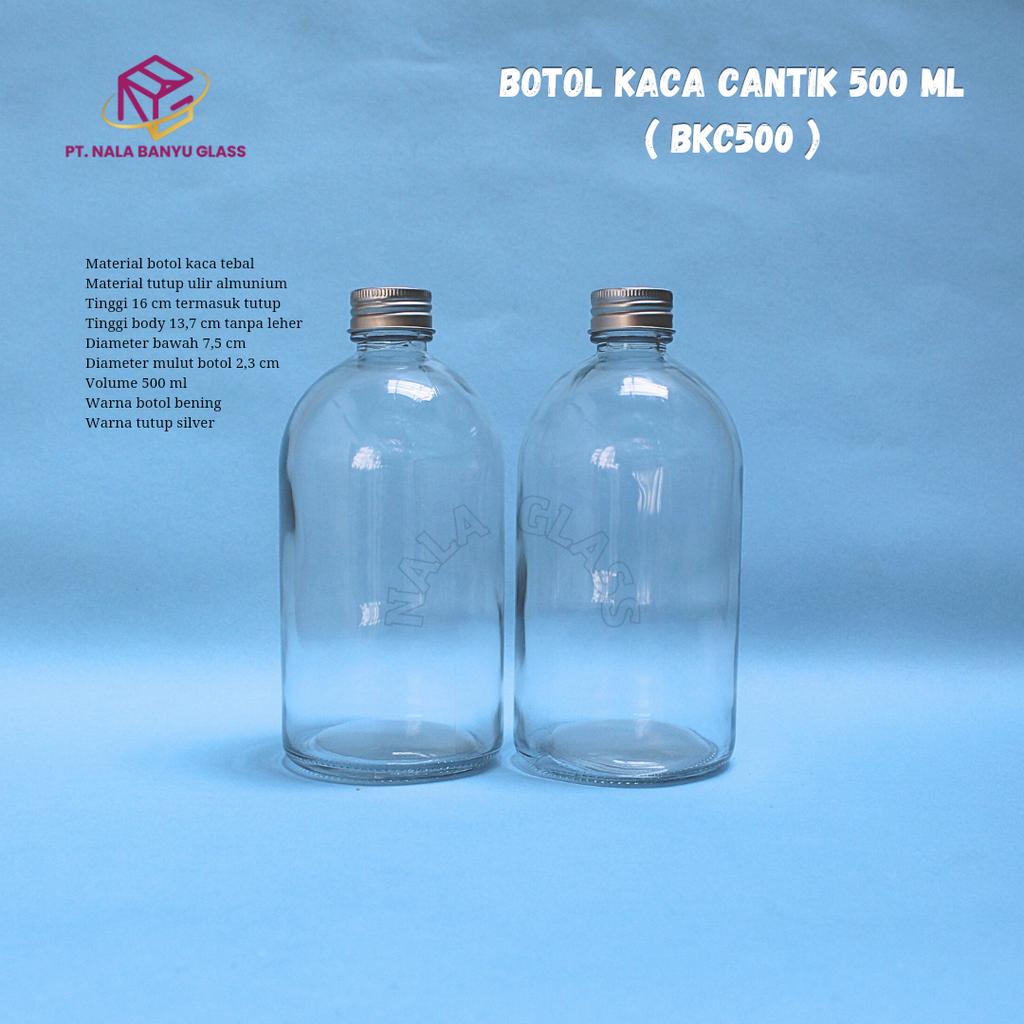 BKC500 botol kaca 500ml / botol kaca juice / botol kopi / botol kaca bulat 500ml