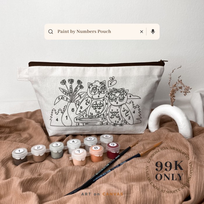 

Produk Terbaru Paint By Numbers Pouch Owl Theme By Artoncanvas Diy Painting Kit