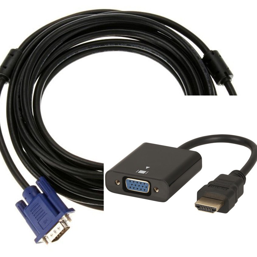 SATU PAKET Kabel HDTV to VGA Panjang 1.5 Meter/Kabel HDMI to Vga/HDMI to VGA - Tembaga