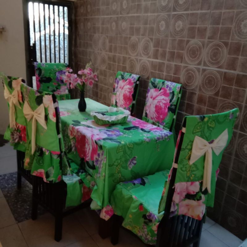 TERLARIS SET MEJA MAKAN COVER KURSI 6