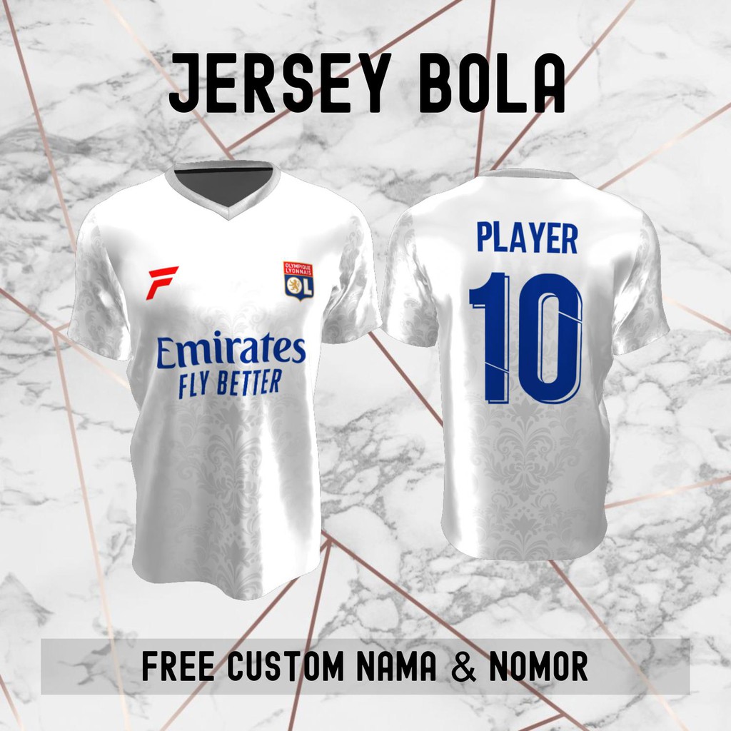Jersey Batik Lyon Klub Bola Baju Kaos Custom Nama dan Nomor Punggung - 407
