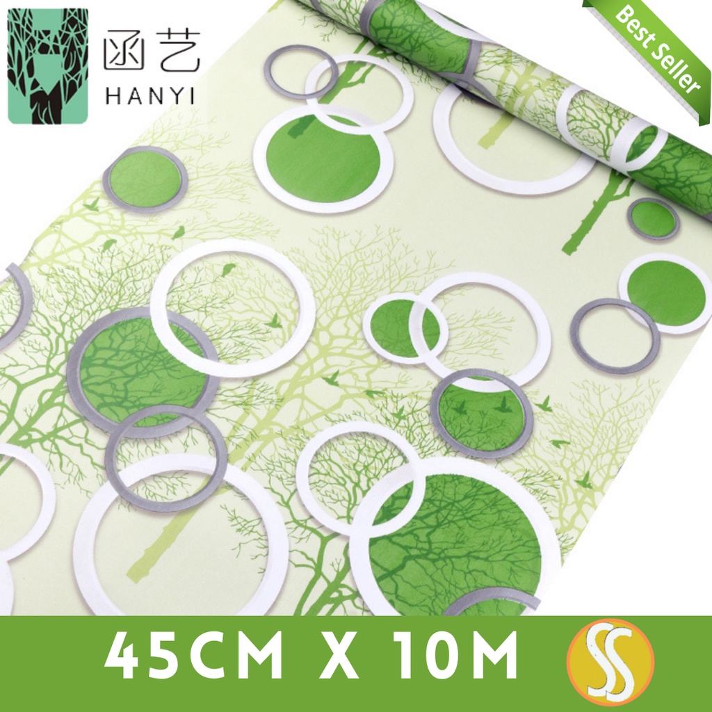 TERMURAH Wallpaper Stiker Dinding GH PVC Premium Quality 45cm x 10mtr Shabby Chic (GH197) Hijau