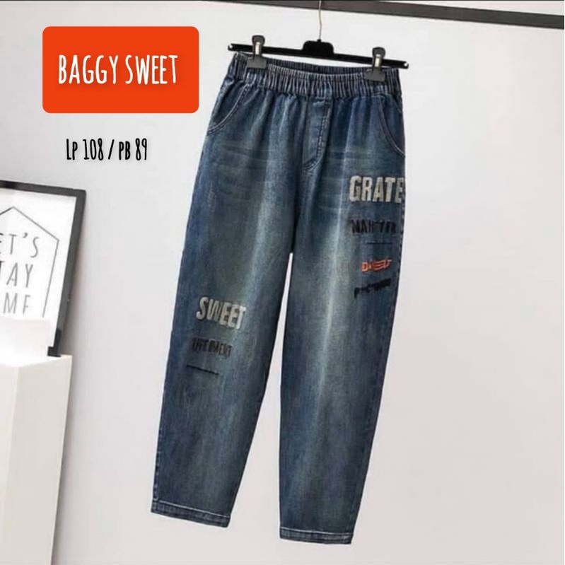 celana wanita korea baggy jeans terbaru - all size fit XL(banyak model)