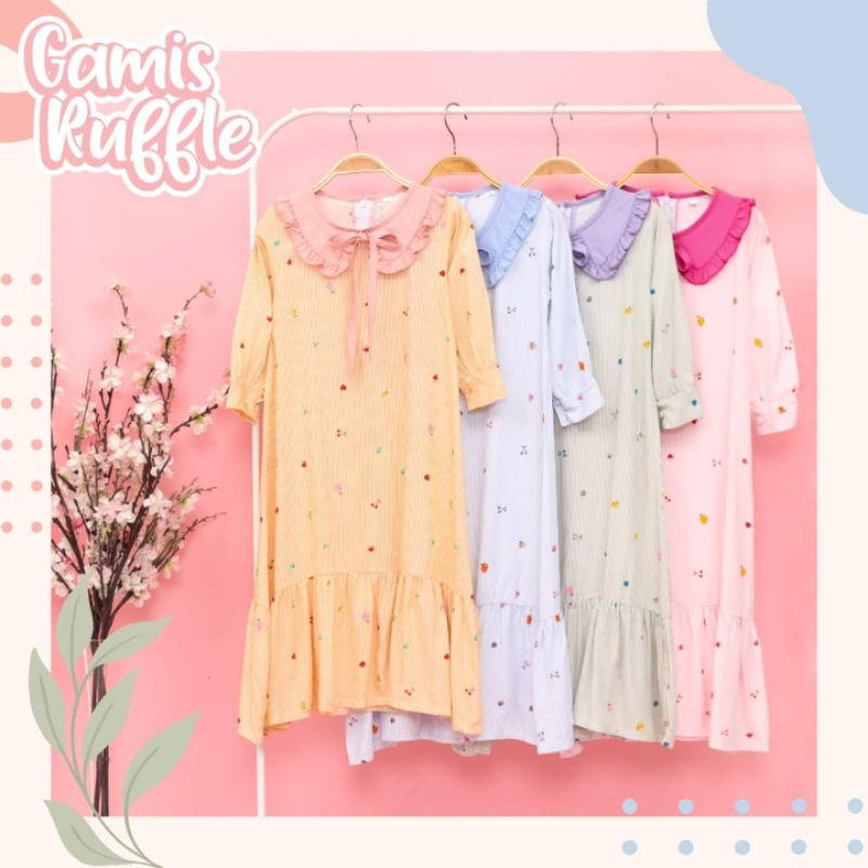 Baju Lebaran Anak 2-10T Ruffle Flowkids Daily Flowkids Rayon gamis anak perempuan murah baju muslim 