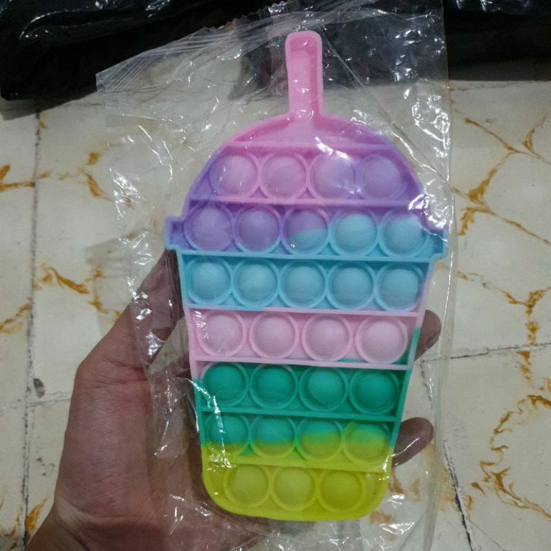 POP IT Rainbow Murah Mainan Pop it Tiktok-Boba Cup Macaron