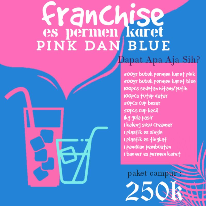 FRANCHISE ES PERMEN KARET VIRAL pink and blue, paket campur