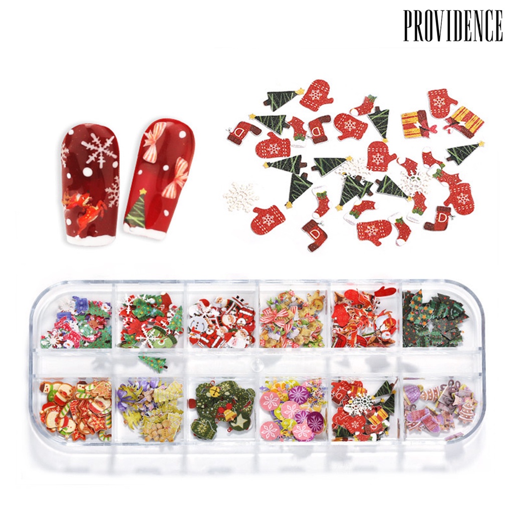 Providence 1 Box 12 Colors Christmas Manicure Art 3D Butterfly Glitter Foil Nail Sticker