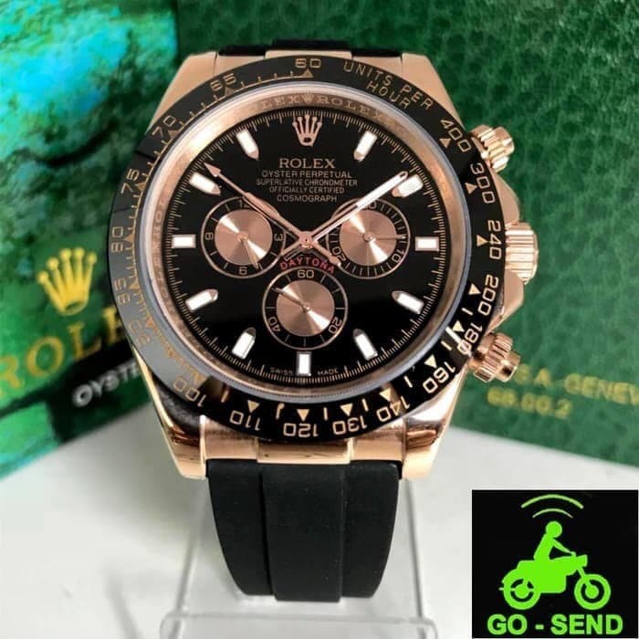 JAM TANGAN ROLEX DAYTONA SHAPIRE AUTOMATIC RING CERAMIC 41MM GRADE AAA