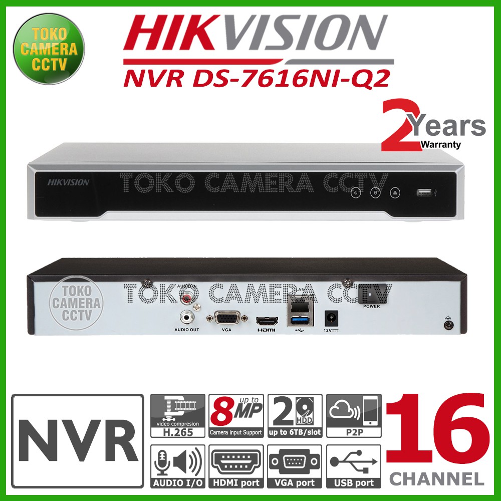 NVR 16 CHANNEL HIKVISION DS-7616NI-Q2 non POE