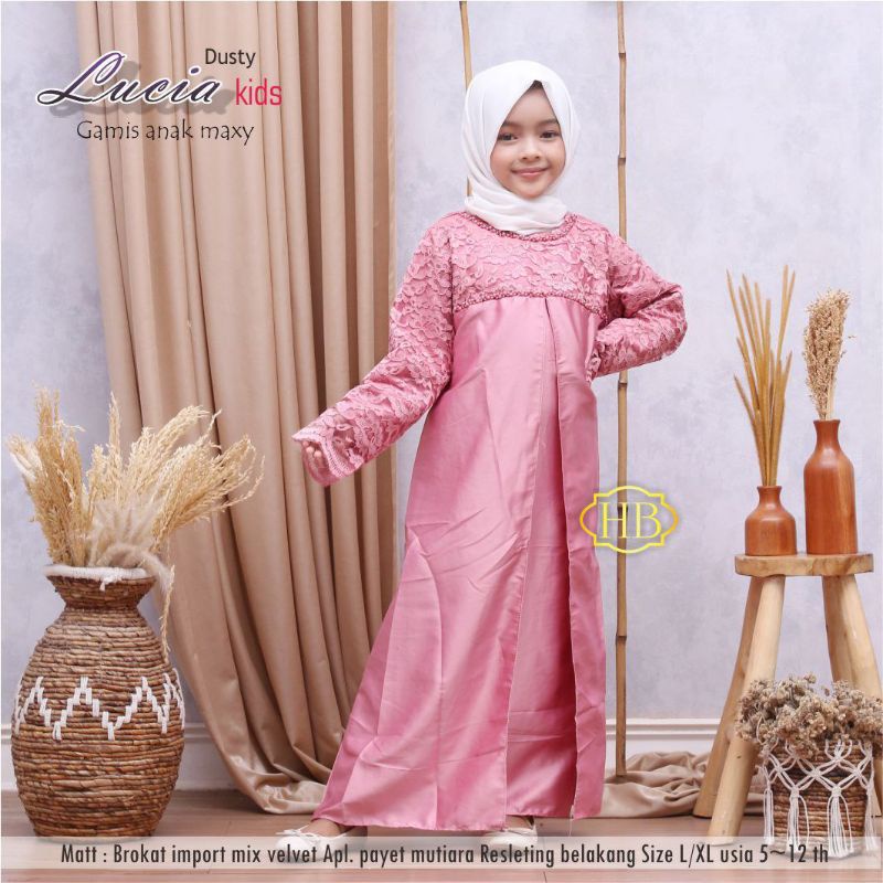 GAMIS LUCIA BROKAT IMPORT TILE  MUTIARA JUMBO STANDAR ANAK