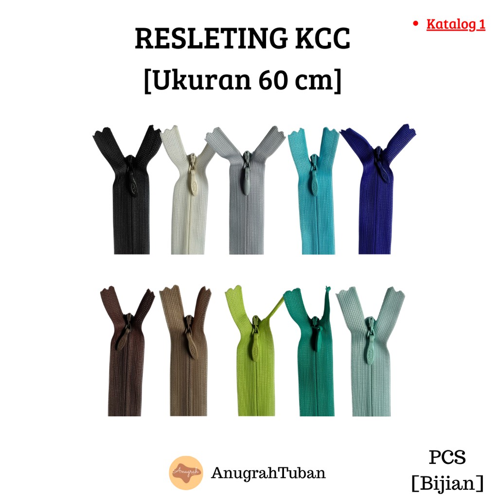 [Katalog 1] KCC 60cm Resleting/Ritsleting/Rit/Zipper Jepang Baju Celana Kemeja Rok Seragam Kerajinan