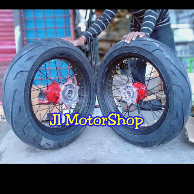 BAN VELG SUPER MOTO SUPERMOTO CRF 150 L KLX 150 WR 155 TROMOL WARNA Plus Ban