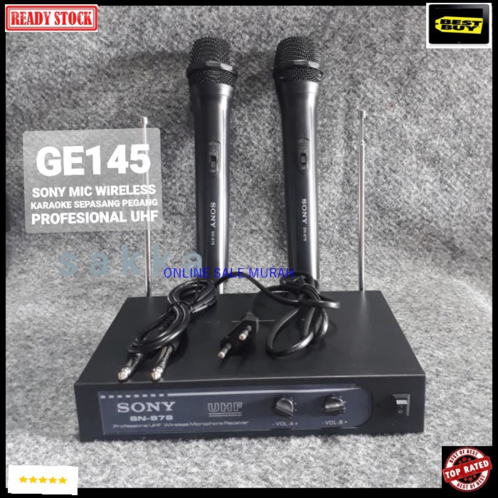 G145 SONY mic wireless karaoke mik sepasang mikrophone Wireles dual pegang UHF microphone pro suara audio sound sistem vokal vocal professional panggung dj studio G145   Sepasang mic pegang UHF  jarak mic bisa pakai sampe 20-40 meter.  BISA DIPAKAI KE SEG