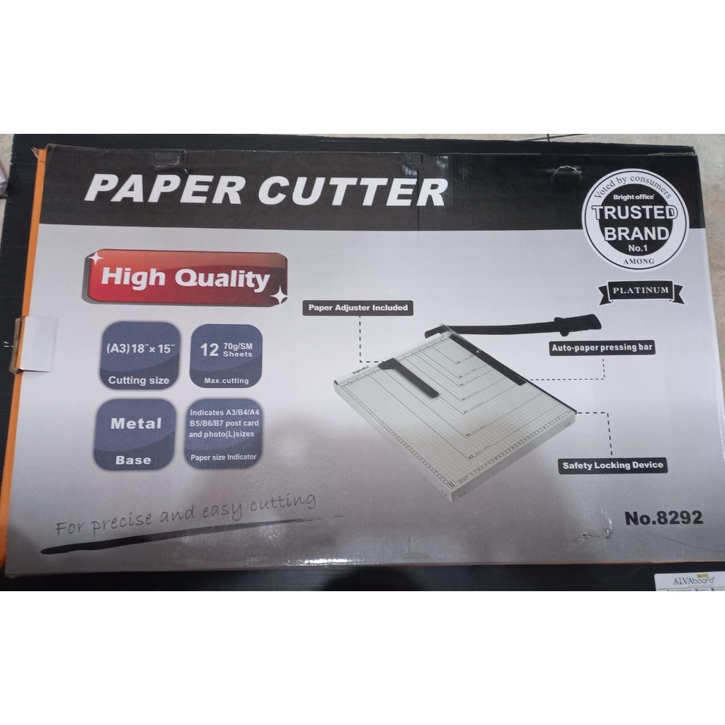 

Paper Cutter Kertas Ukuran A3 18x15 inch Bright Office Paper Cutter 8292 A3 / Pemotong kertas
