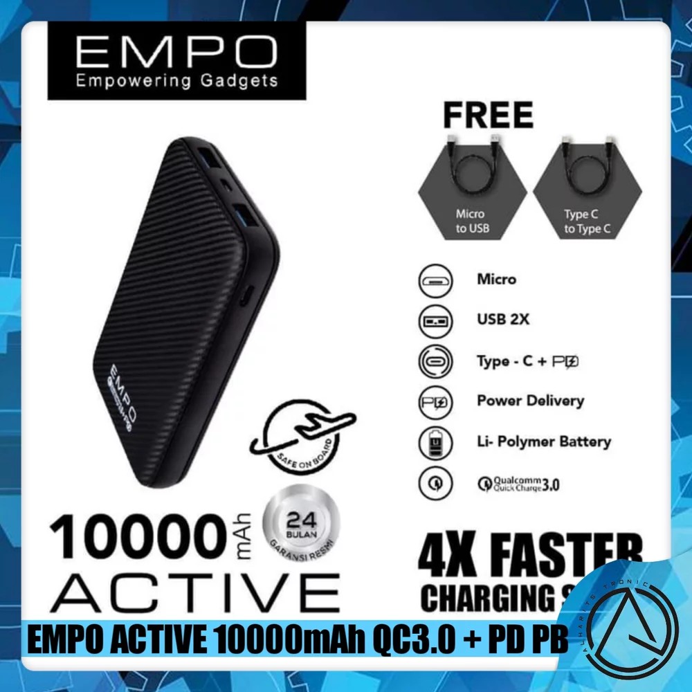 EMPO ACTIVE 10000mAh Power Bank Quick Charge 3.0 & PD Power Delivery Alt For ACMIC P10 Pro