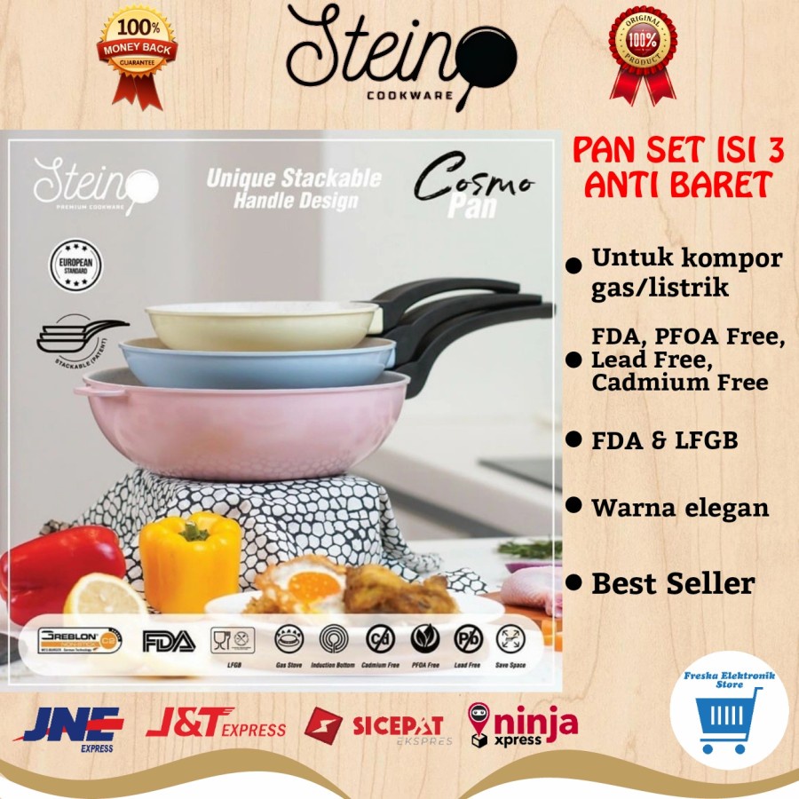 Panci Frypan Teflon Wok Cosmo Pan Multicolor Steincookware Set / Stein Cookware Set /Staincookware [100% ORIGINAL]
