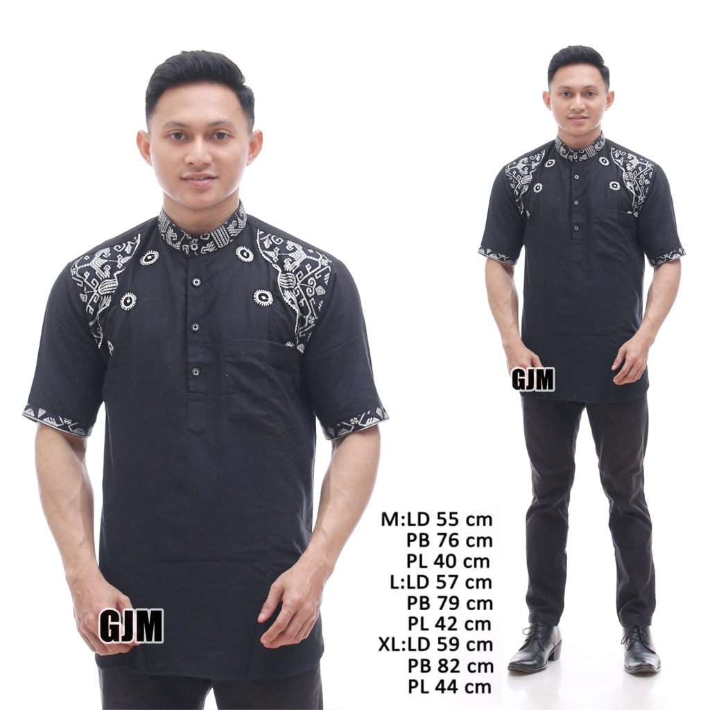 Kemeja Koko Batik Terbaru Baju Koko Kurta Dewasa Lengan Pendek Bordir Batik Kemeja Lengan Pendek Pria