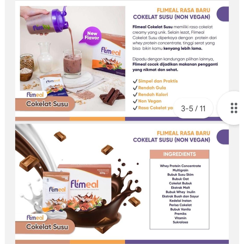 Flimeal Cokelat Susu Flimeal Coklat Susu Sereal Pengganti Makan Halal