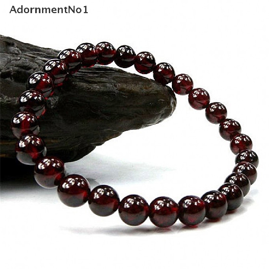 (AdornmentNo1) Gelang Tangan Manik-Manik Batu Garnet Alami Untuk Perhiasan Wanita