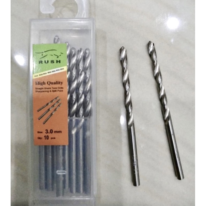 Mata bor besi rush 3mm Mata bor besi hss putih 3 mm nikel Mata bor besi 3mili