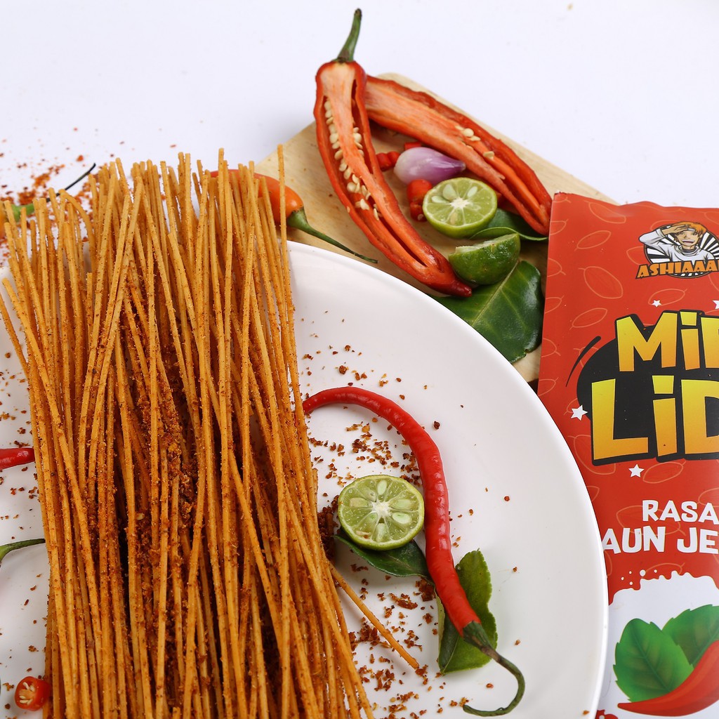 

[RECOMENDED DAN TERPERCAYA] MIE LIDI DAUN JERUK ASHIAAAP (130gr) CEMILAN GURIH PEDAS LEZAT NIKMAT