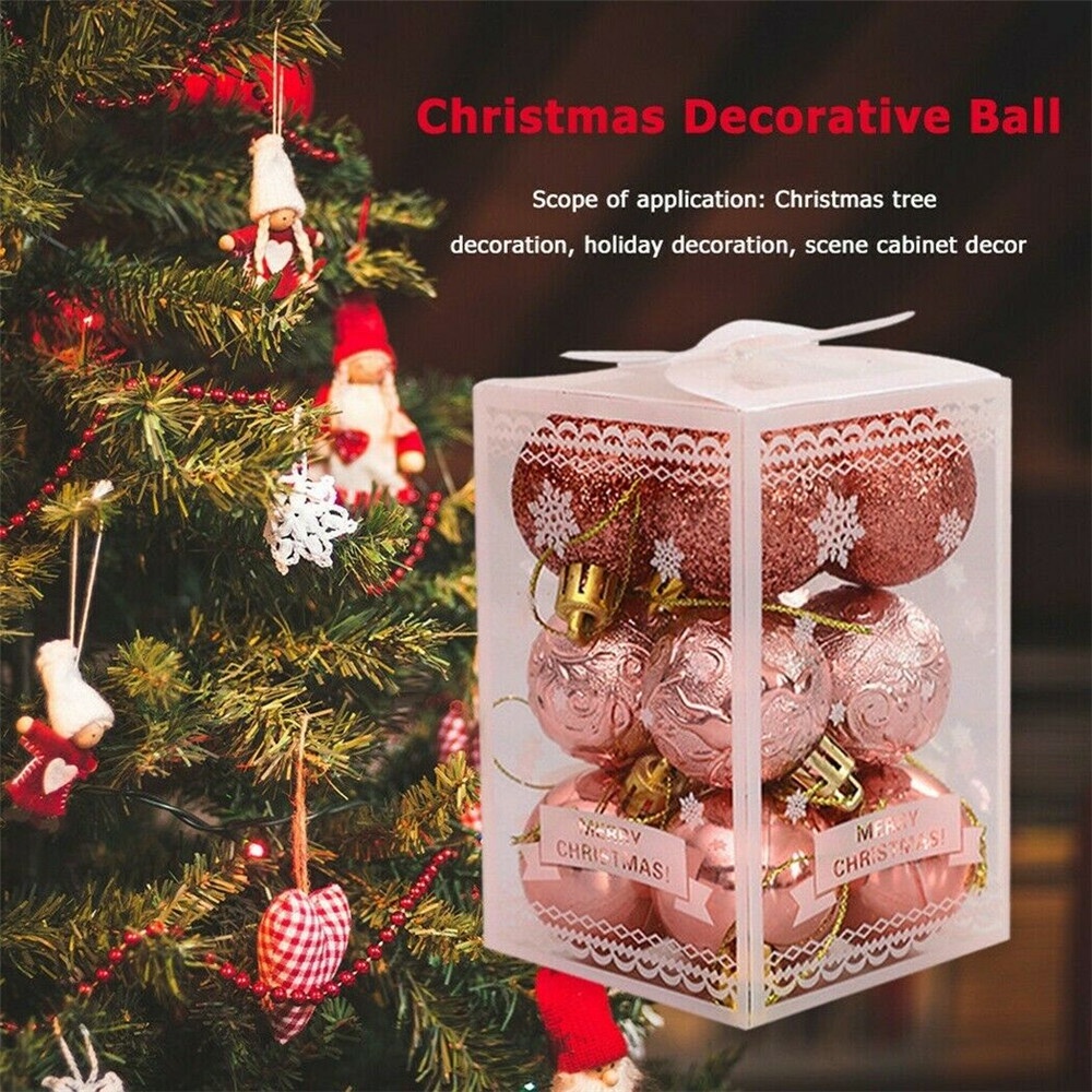 12 Pcs Ornamen Bola Pohon Natal Ukuran 4cm Untuk Dekorasi Pesta Pernikahan