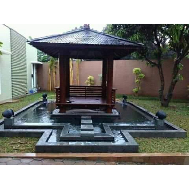 DECORASI TAMAN KOLAM GAZEBO KAYU KELAPA (COD)